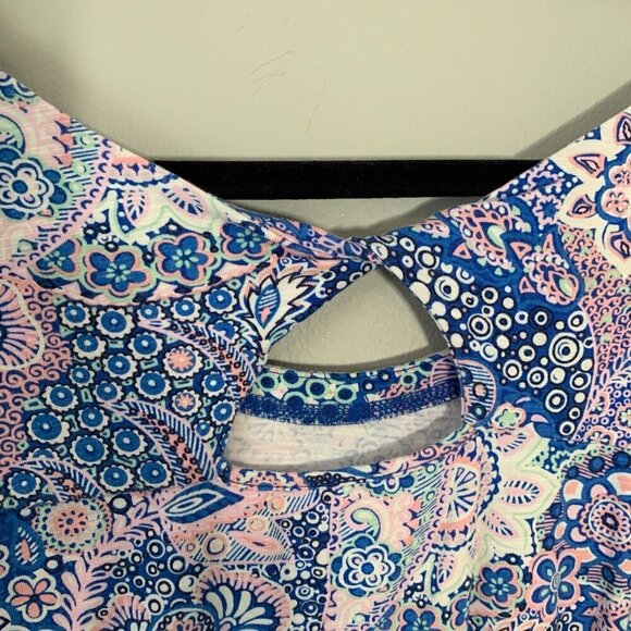 T by Talbots floral paisley crop cap sleeve wide crewneck lightweight knit top - Picture 7 of 11